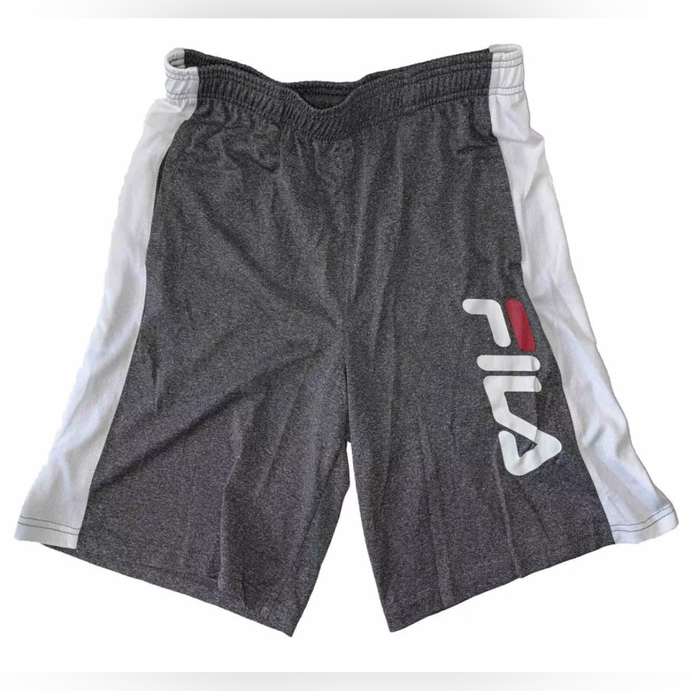FILA Boys Size Small (7/8) Gray Drawstring Logo Pocketed Athletic Shorts